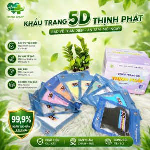 Khẩu trang 5D THỊNH PHÁT - COMBO 300 CÁI, khẩu trang 3 lớp...