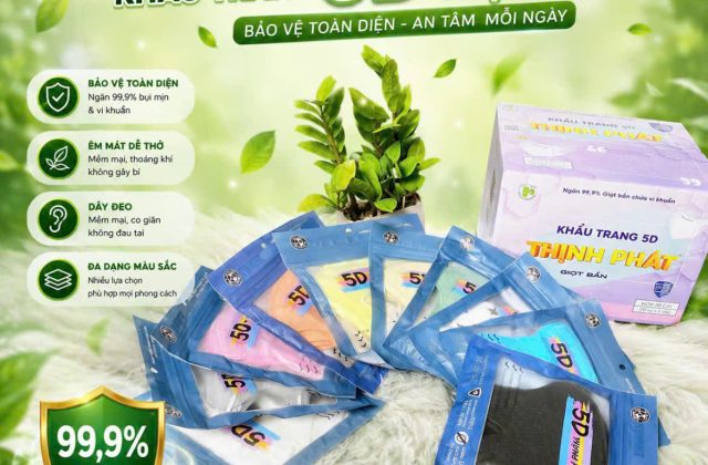 Khẩu trang 5D THỊNH PHÁT - COMBO 300 CÁI, khẩu trang 3 lớp...