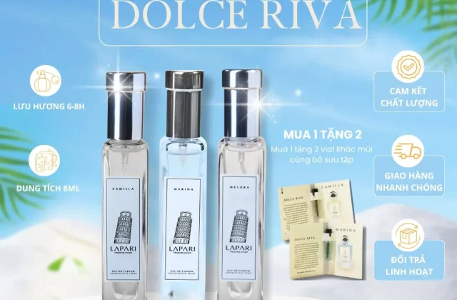 [MUA 1 TẶNG 2] Nước Hoa LAPARI BST Dolce Riva EDP 15ml Vẻ Đẹp Ý Trong Từng Nốt Hương Sang Trọng, Tươi Mát, Lưu Hương Lâu, Không Nồng Gắt