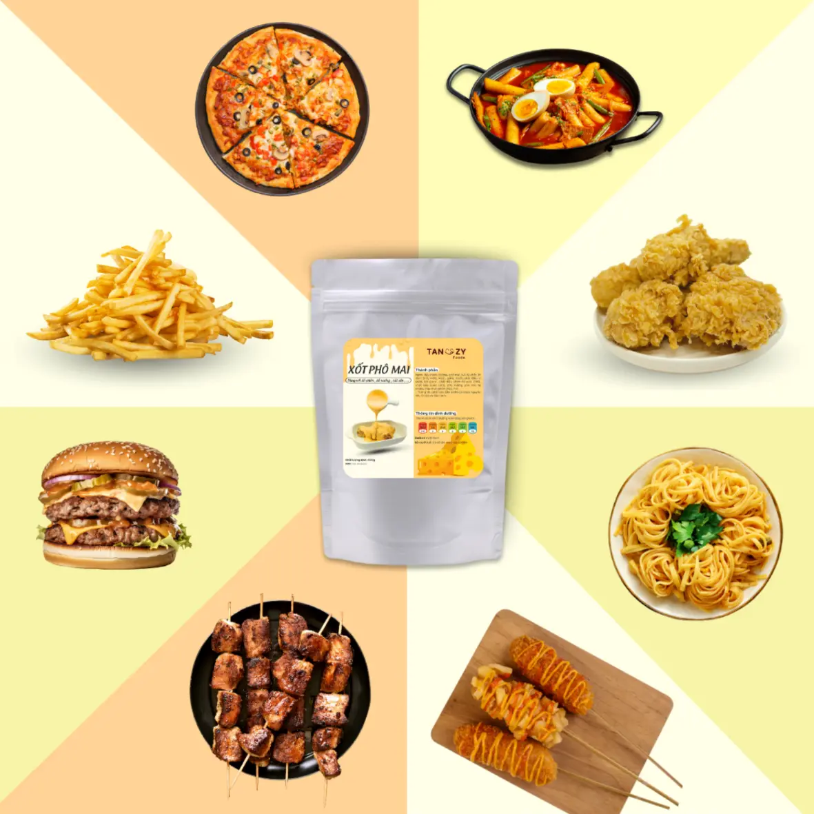 Xốt Phô Mai Tanzy Foods 500g chấm gà rán đồ chiên , mì trộn , hải sản , đồ nướng , BBQ - Ảnh 5