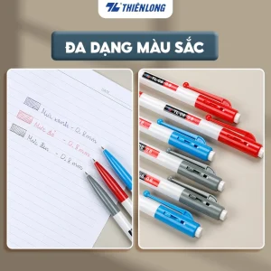 Combo 5/10/20 Bút bi Thiên Long TL-08 - Viết bi ngòi 0.8mm mực xanh/đỏ/đen thiết kế tối giản, dễ sử dụng, dạng bấm cò