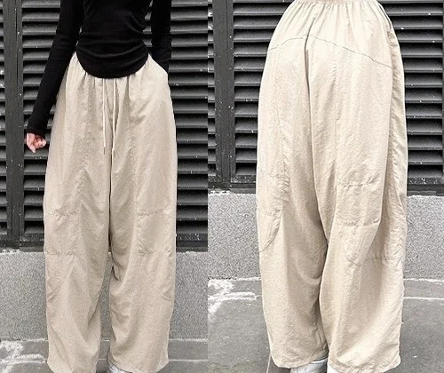 Quần Parachute Harem Nam Nữ Dáng Thụng Vintage, Quần Dài Vải Kaki Cao Cấp Dễ Vận Động Nhật Bản Bigsize