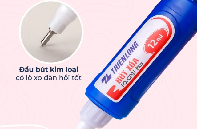 Bút xóa FlexOffice FO-CP01 PLUS 12ml, che phủ tốt nét chữ cần xóa, giúp cho chữ viết rõ ràng, không bị lem, nhòe