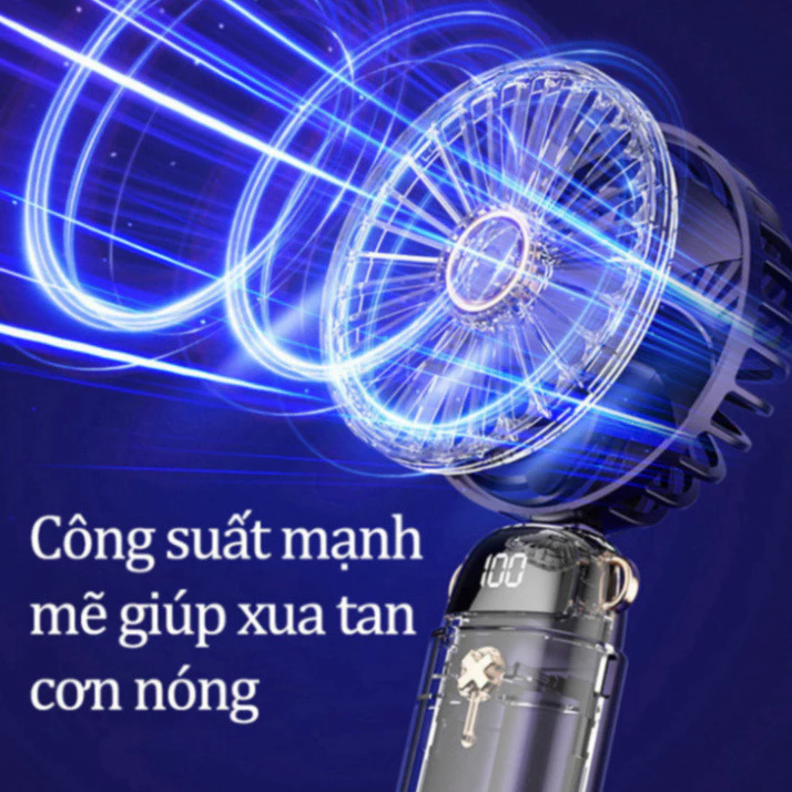 ( Loại 1) Quạt cầm tay mini gấp gọn 5 cấp độ, sạc pin tiện dụng, nhỏ gọn, dễ mang đi - Ảnh 5