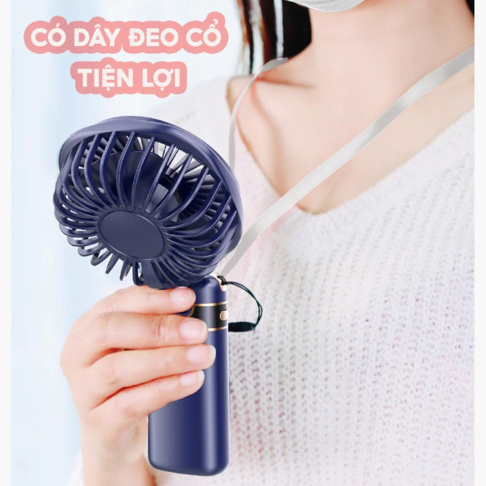 ( Loại 1) Quạt cầm tay mini gấp gọn 5 cấp độ, sạc pin tiện dụng, nhỏ gọn, dễ mang đi - Ảnh 2