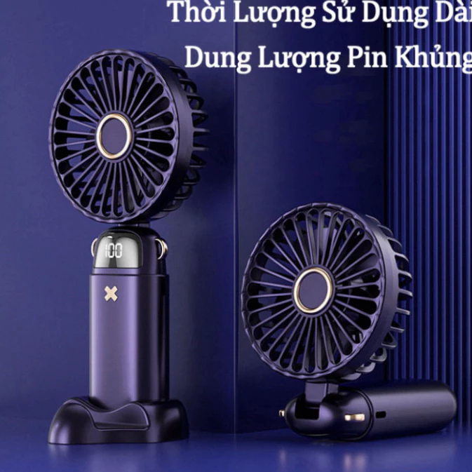 ( Loại 1) Quạt cầm tay mini gấp gọn 5 cấp độ, sạc pin tiện dụng, nhỏ gọn, dễ mang đi - Ảnh 3