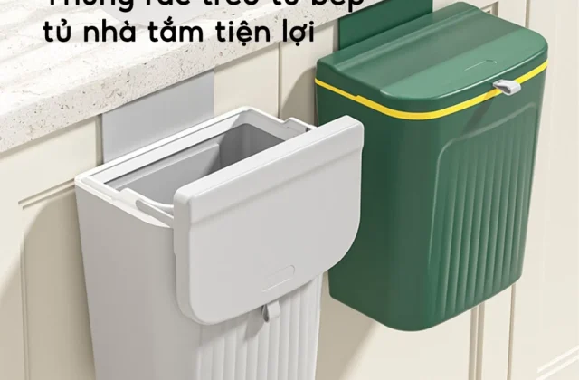 Thùng Rác Treo Tường Có Nắp Đậy Thông Minh JYoohome Thùng Rác Treo Tủ Bếp Phòng Vệ Sinh Dán Tường