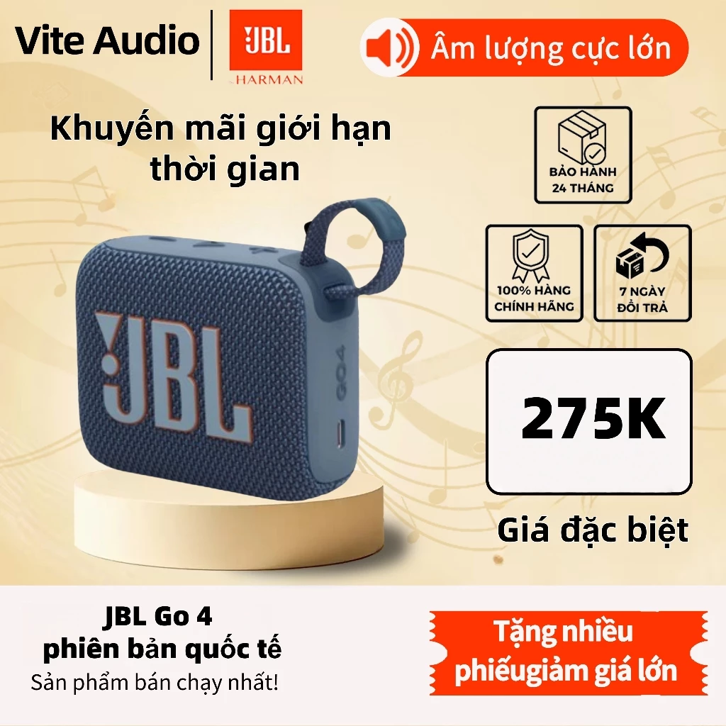 【Phiên bản quốc tế】Loa Di Động Bluetooth JBL Go 4 -Có thể sử dụng thẻ nhớ,Âm lượng siêu lớn