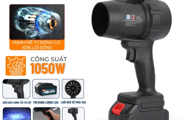 Quạt thổi gió phản lực Turbo – Siêu mạnh, siêu tiện lợi – Dùng chân pin Makita M21 phổ thông