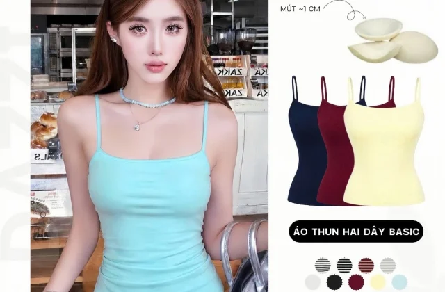 [KÈM MÚT] Áo hai dây nữ basic ôm dáng chất thun cotton mịn tôn dáng DAZZI Women A057