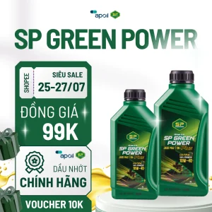 Dầu nhớt xe số Saigon Petro - SP Green Power Plus 10W40, API SN, Dầu tổng hợp 100%