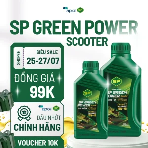 Dầu nhớt xe ga Saigon Petro - SP Green Power Scooter Plus 10W40, API SN, Dầu tổng hợp 100%