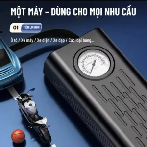 [ Deal Live][ LOẠI 1 ] Máy Bơm Lốp Mini Di Động Dung Pin Sạc Cao Cấp 2400mAh Dùng Cho Ô tô Xe máy Xe đạp Xe điện Bóng đá Kích thước 180x50x85mm
