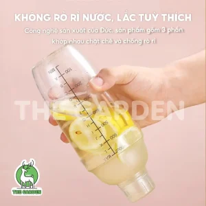 Bình lắc shaker nhựa vạch đen THE GARDEN dụng cụ pha trà sữa