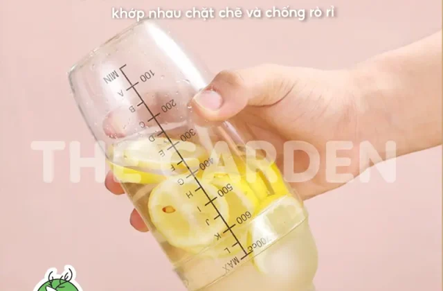 Bình lắc shaker nhựa vạch đen THE GARDEN dụng cụ pha trà sữa