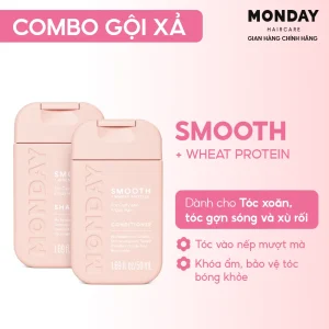 Combo Dầu Gội & Dầu Xả MONDAY 50ml – Moisture / Smooth | Tóc Khô, Hư Tổn, Xoăn, Xù | Mini Size Du Lịch