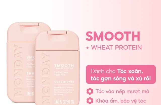 Combo Dầu Gội & Dầu Xả MONDAY 50ml – Moisture / Smooth | Tóc Khô, Hư Tổn, Xoăn, Xù | Mini Size Du Lịch