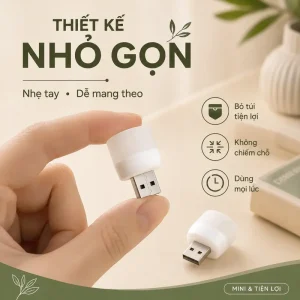 Đèn LED Mini Cổng USB Siêu Sáng Làm Đèn Ngủ Đọc Sách Bảo Vệ Mắt, Nhỏ Gọn Cắm Máy Tính Củ Sạc Dự Phòng Trắng Vàng Tiện Dụng