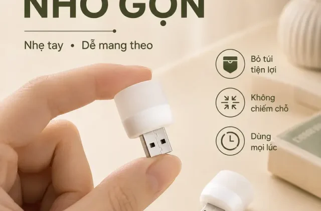 Đèn LED Mini Cổng USB Siêu Sáng Làm Đèn Ngủ Đọc Sách Bảo Vệ Mắt, Nhỏ Gọn Cắm Máy Tính Củ Sạc Dự Phòng Trắng Vàng Tiện Dụng