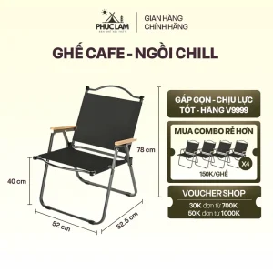 Ghế Camping Khung Nhôm Gấp Gọn Có Tựa Lưng, Ghế Cắm Trại Dã Ngoại Tay Cầm Gỗ, Vải Dù Cao Cấp Loại 1