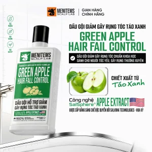Dầu Gội Giảm Gãy Rụng Tóc Táo Xanh Menitems Scalp Lab Green Apple, Giảm Gãy Rụng, Hỗ Trợ Kích Thích Mọc Tóc Chuẩn Khoa Học 300ml