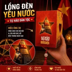 Lồng đèn Trung Thu yêu nước 4 mặt cho bé 8x8x12cm- Phiên bản tự hào dân tộc 2026