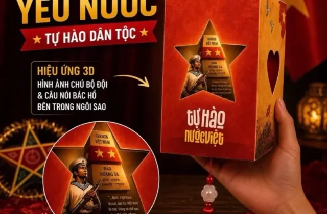Lồng đèn Trung Thu yêu nước 4 mặt cho bé 8x8x12cm- Phiên bản tự hào dân tộc 2026