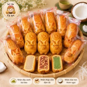 Bánh Trung Thu Con Heo Vàng 3 Loại Nhân [ Nhân Đậu, Nhân Dừa, Nhân Thập Cẩm ]
