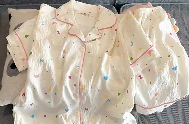 Đồ ngủ nữ mềm mại Thoải má pijama Bộ đồ ngủ ngắn tay hoạ tiết dễ thương đồ mặc nhà pyjama 631