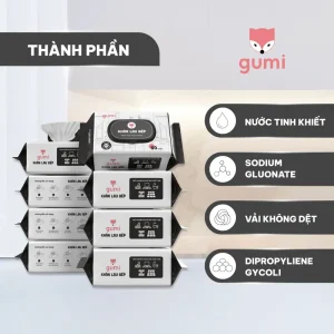 Khăn ướt lau bếp Gumi tẩy dầu mỡ, khử trùng nội thất gia đình, khăn ướt lau đa năng 80 tờ chuyên dụng lau sạch