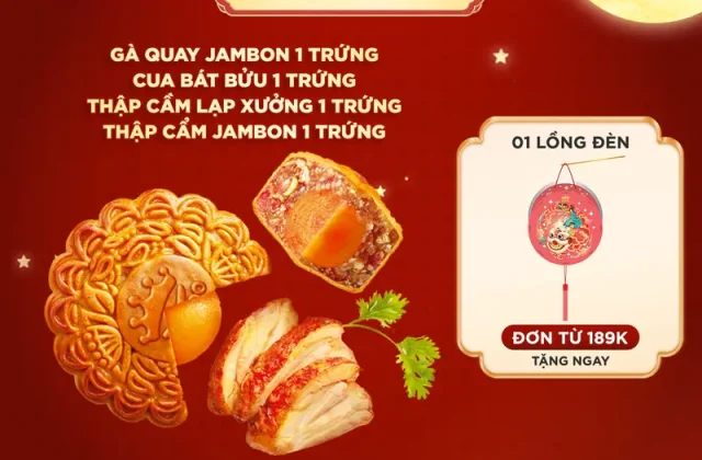 Bánh trung thu Kinh Đô - Bánh nướng nhân mặn 1 trứng 150g (Gà quay/ Cua/ Thập cẩm lạp xưởng/ Jambon)