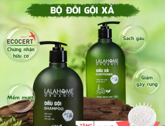 Bộ đôi dầu gội xả LalaHome - Ngăn ngừa gàu, rụng, giúp tóc chắc khỏe, suôn mượt - Chai 500ml