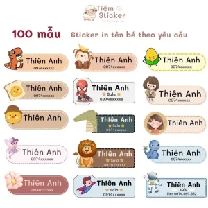 100 mẫu sticker in tên bé theo yêu cầu, ủi quần áo, chăn mền, khăn, balo vải,....