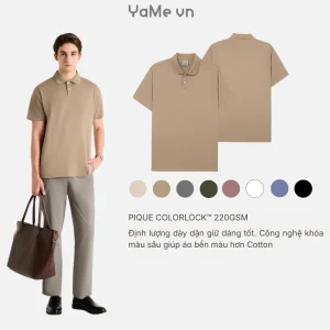 Áo Polo Nam Vải Cá Sấu ColorLock™ Giặt Không Phai Non Branded 003 Dáng Ôm Vừa F2 23742 |YaMe|