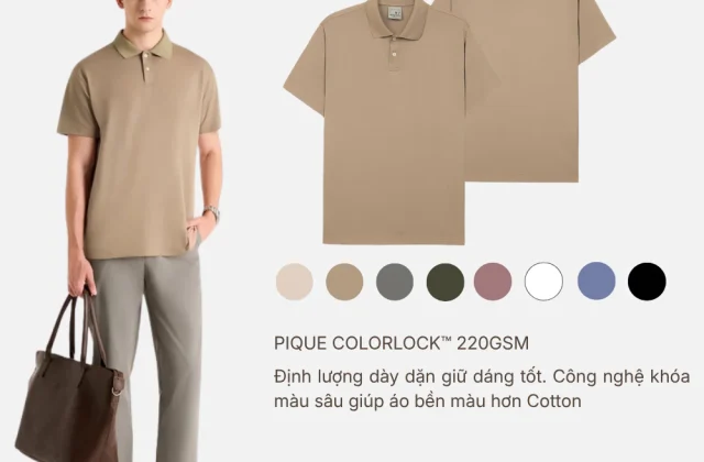 Áo Polo Nam Vải Cá Sấu ColorLock™ Giặt Không Phai Non Branded 003 Dáng Ôm Vừa F2 23742 |YaMe|