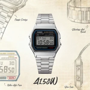 Đồng hồ nam dây kim loại CASIO A158WA-1DF chính hãng