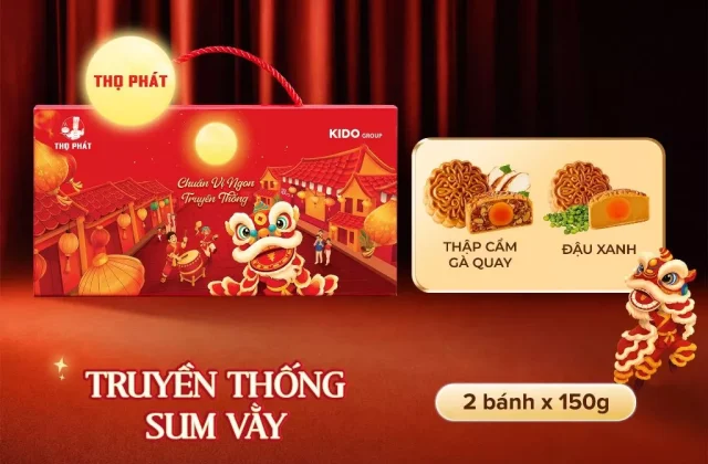 [ĐỘC QUYỀN SHOPEE] Bánh Trung Thu THỌ PHÁT - Combo Truyền Thống Sum Vầy gồm 2 Bánh loại 1 trứng 150g - Kido Group