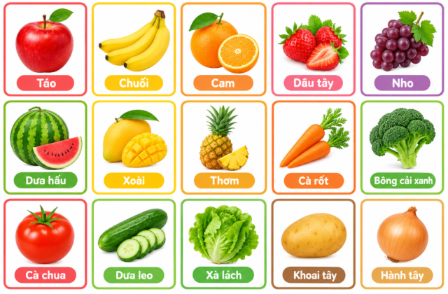 Flash card Rau Củ Quả cho bé