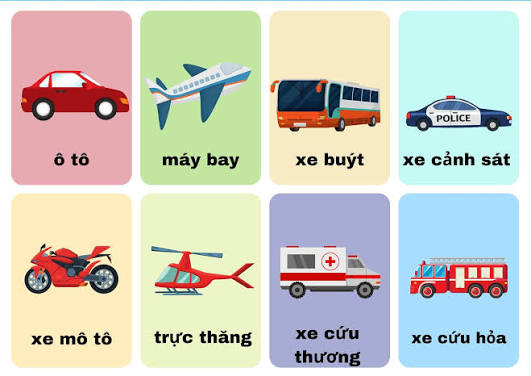 Flashcard các loại xe cho bé