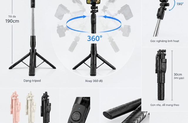 Gậy Selfie Tripod TNW F19 1.9m Review Chi Tiết