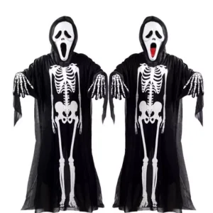 Áo Bộ Xương Hóa Trang Halloween Cho Bé & Người Lớn – Trang Phục Cosplay Ma Quái Dễ Thương Size 90–120cm