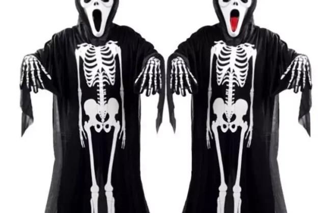 Áo Bộ Xương Hóa Trang Halloween Cho Bé & Người Lớn – Trang Phục Cosplay Ma Quái Dễ Thương Size 90–120cm