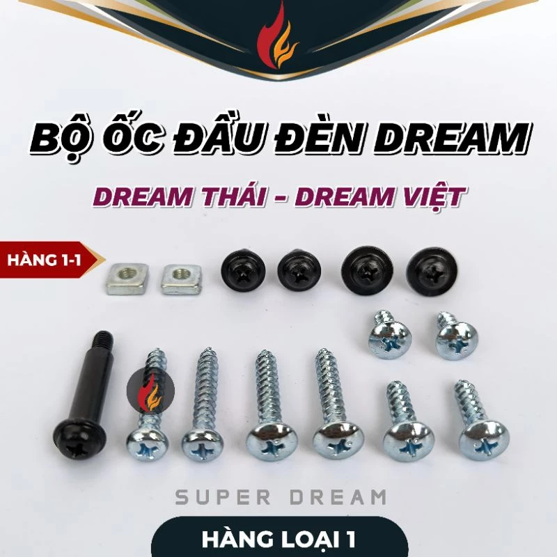Bộ Ốc Pat Đầu Đèn Xe Dream Thái - Dream Việt - Super Dream Chất Lượng Hàng Loại 1