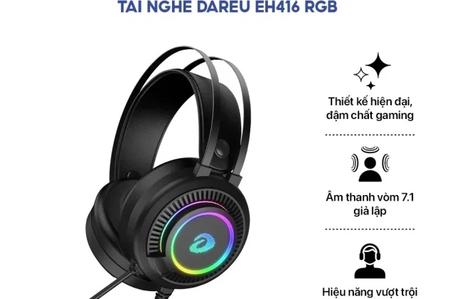 Tai Nghe Gaming DAREU EH416 RGB Chính Hãng Âm Thanh Giả Lập 7.1 Driver 50mm Bảo Hành 12 Tháng