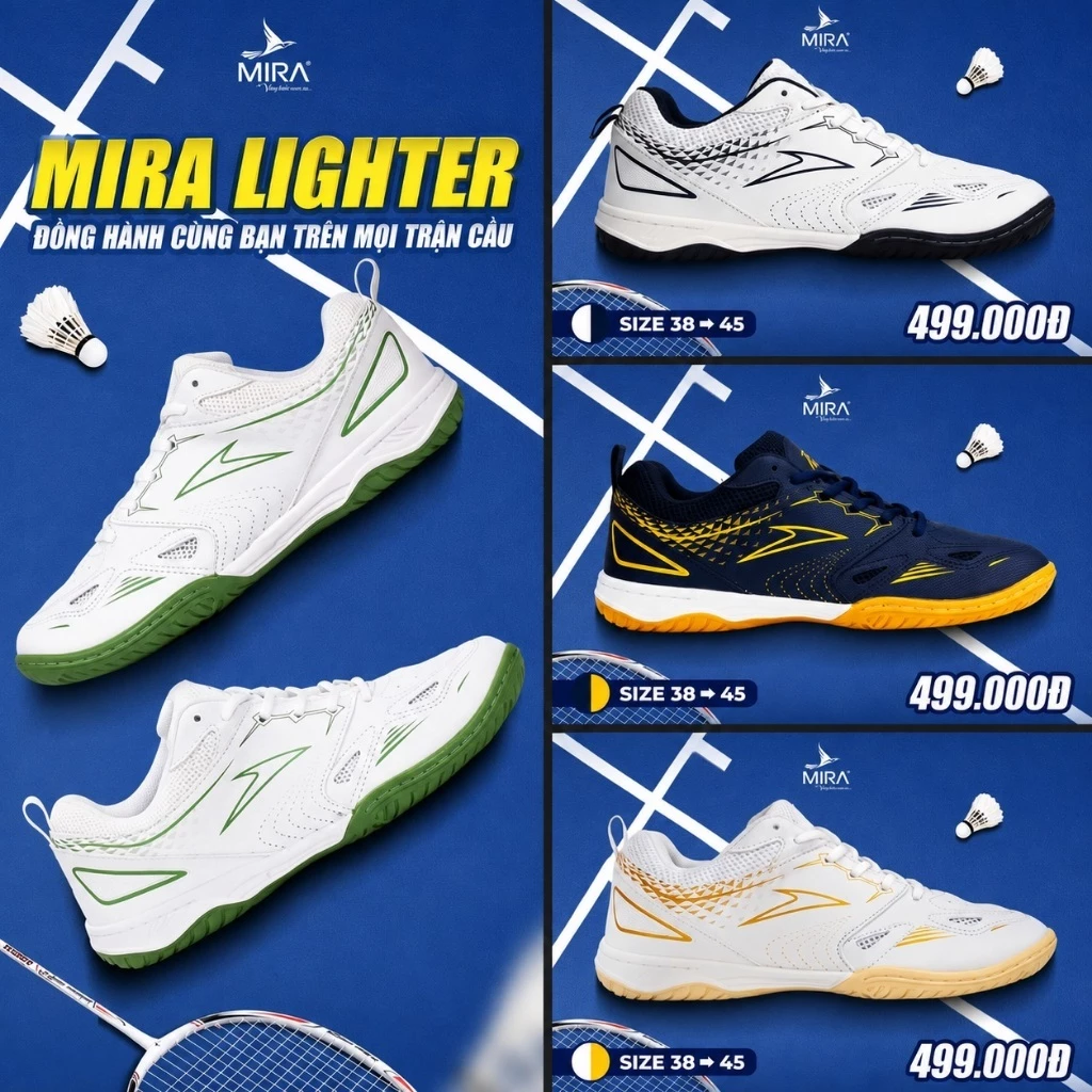 Giày cầu lông, Pickleball, Tennis chính hãng MIRA LIGHTER
