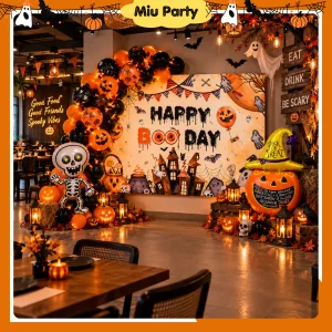 Set Trang Trí Decor HALLOWEEN Gồm Banner Kèm Bong Bóng - Miu Party